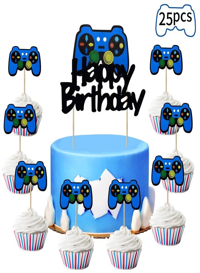 Festiko®Video Game Party Cake Topper Decoration Supplies, 25pcs Gaming Theme Party Cake Topper for Boys, Video Game Controller Birthday Cupcake Topper Decor Sign - Image 1